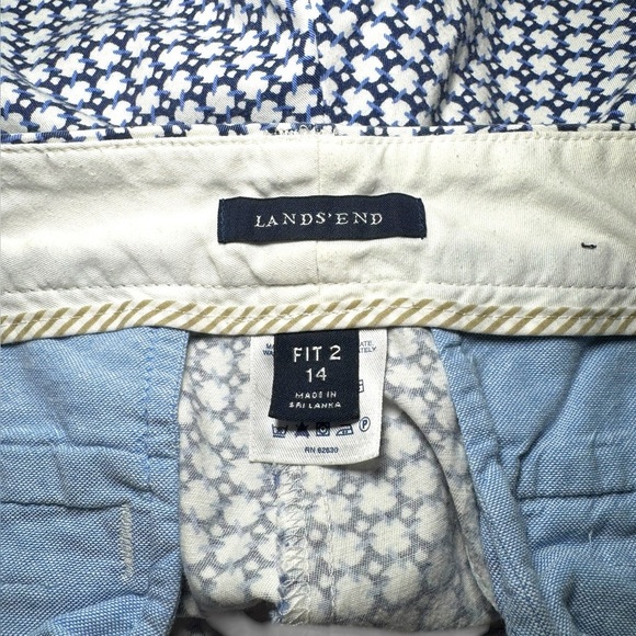 Land's End Fit 2  Bermuda Golf Shorts Geometric White & Blue Style Size 14 EUC - Picture 5 of 11
